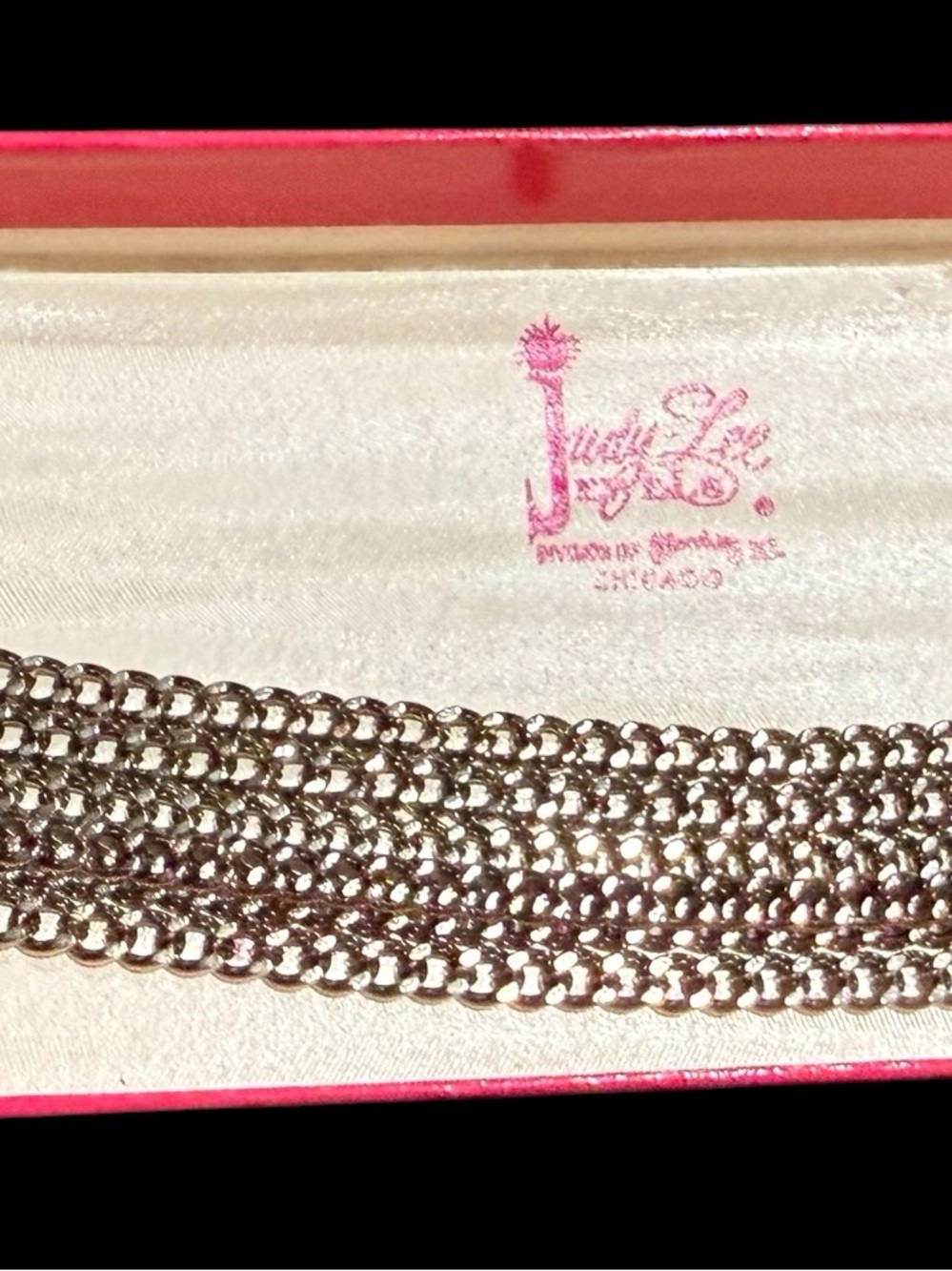 Judy Lee mid-century vintage Bergere silver-tone curb link bracelet NOS